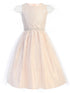Sweet Kids Girls Multi Color Sequin Lace Scalloped Sleeve Easter Dress 2-16 - SophiasStyle.com
